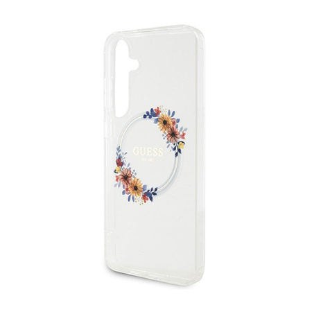 Guess IML Flowers Wreath MagSafe - Samsung Galaxy S24+ Tasche (transparent)