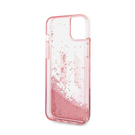 Karl Lagerfeld Liquid Glitter Big Logo tok - iPhone 14 Plus tok (rózsaszín)