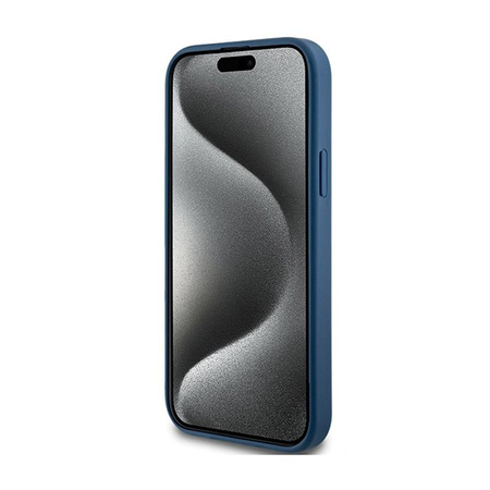 Guess 4G Collection bőr fém logós MagSafe - iPhone 15 Plus / 14 Plus tok (kék)