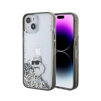 Karl Lagerfeld Liquid Glitter Choupette - iPhone 15 Tasche (Transparent)