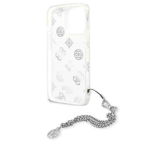 Guess Peony Chain Handle - pouzdro pro iPhone 13 Pro Max (stříbrné)