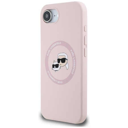 Karl Lagerfeld Silikon Karl & Choupette Heads MagSafe - Hülle für iPhone 16e (rosa)