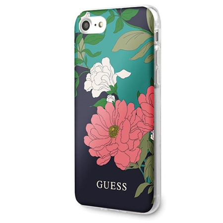 Guess Flower Shiny Collection N1 - pouzdro pro iPhone SE 2020 / 8 / 7 (černé)