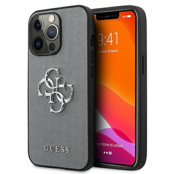 Guess Saffiano 4G Big Silver Logo - iPhone 13 Pro Case (grey)