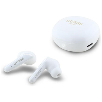 Guess Flat Classic Logo Electroplated - TWS headphones + charging case (white)