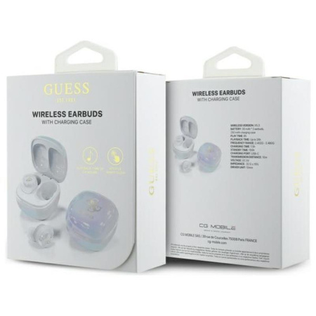 Guess 4G Printed Logo - Bluetooth TWS Headphones + Charging Case (White)
