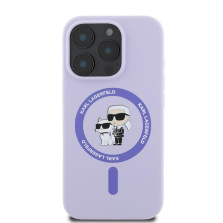 Karl Lagerfeld Silicone Karl & Choupette Ring MagSafe – Pouzdro iPhone 16 Pro Max (fialové)