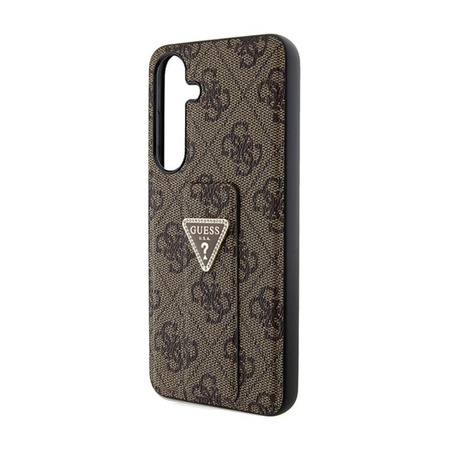 Guess Grip Stand 4G Triangle Strass Logo - Pouzdro Samsung Galaxy S24 (Hnědé)
