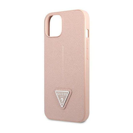 Guess Saffiano Triangle Logo Tasche - iPhone 14 Tasche (rosa)