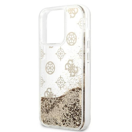 Guess Peony Liquid Glitter - Etui iPhone 13 Pro (złoty)