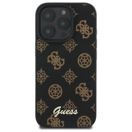 Guess Peony Script MagSafe - Pouzdro pro iPhone 16 Pro Max (černý)