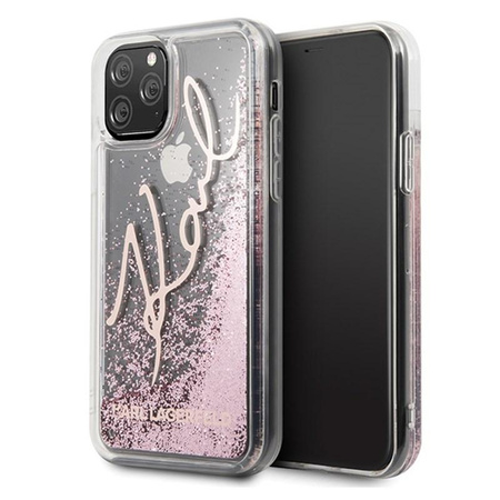 Karl Lagerfeld Signature Glitter Case - iPhone 11 Pro Case (Rose Gold)