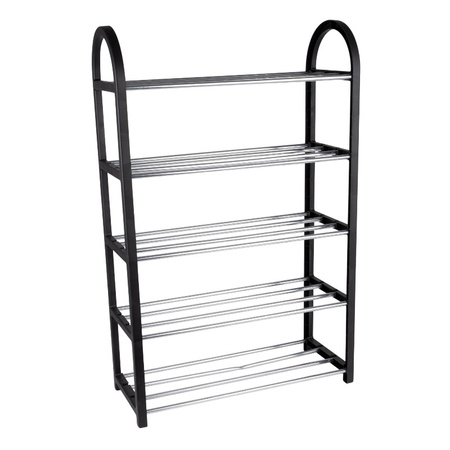 Alpina - Shoe Rack / Shelf / Stand 5-Tier 50x20x77 cm (Silver / Black)