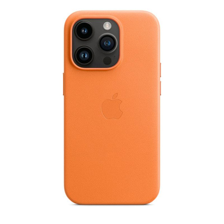 Apple Leather Case - Bőr tok MagSafe-zárolóval iPhone 14 Pro készülékhez (narancssárga)
