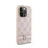 DKNY Leather Checkered Mono Pattern & Printed Stripes - iPhone 14 Pro Case (pink)