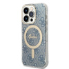 Guess Bundle Pack MagSafe 4G - MagSafe iPhone 14 Pro Case + Charger Set (blue/gold)