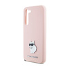 Karl Lagerfeld Silikonová kovová spona Choupette - pouzdro na Samsung Galaxy S24+ (růžové)