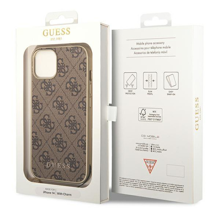 Guess 4G Charms Collection - Coque pour iPhone 14 (marron)