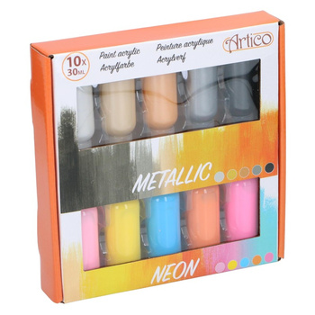 FARBY AKRYLOWE DO MALOWANIA NA PŁÓTNIE DREWNIE ZESTAW ARTICO 10 SZT x 30 ML