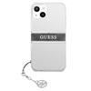 Guess 4G csíkos szürke charm - iPhone 13 tok (átlátszó)