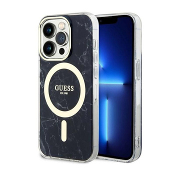 Guess Marble MagSafe - Schutzhülle für iPhone 14 Pro (Schwarz)