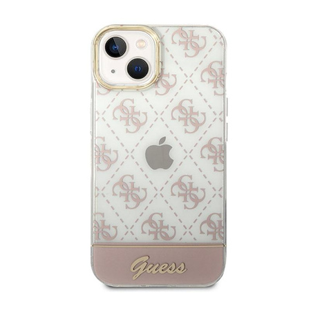 Guess 4G Stripe Script Logo Electroplated Pattern - iPhone 14 Case (pink)