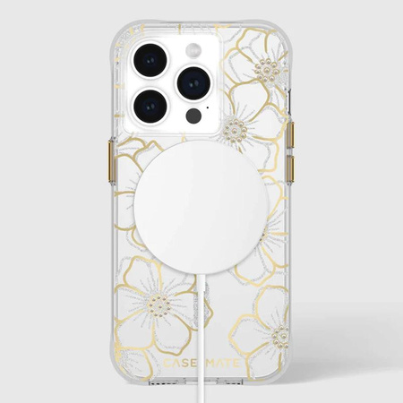 Case-Mate Floral Gems MagSafe - iPhone 15 Pro Hülle (Gold)