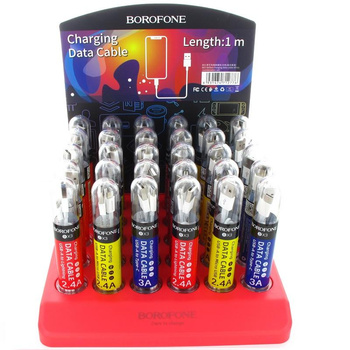 Borofone - a set of cables packed in tubes, on a countertop stand 30 pcs.