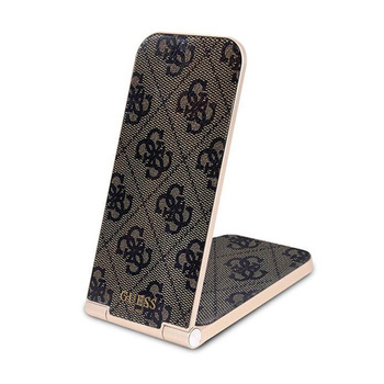 Guess 4G Pattern MagSafe - Skládací indirektní nabíječka 2v1 s MagSafe pro iPhone a AirPods 15W (hnědá)