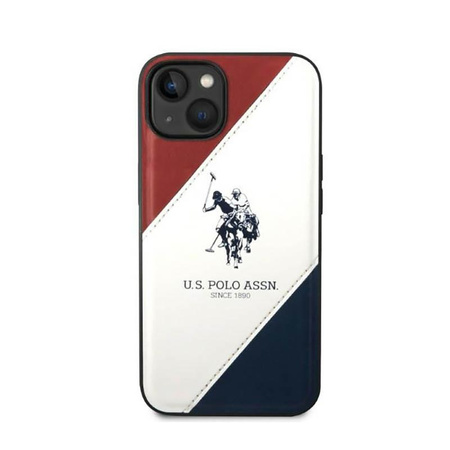 US Polo Assn Tricolor Embossed - Hülle für iPhone 14 Plus (Weiß)