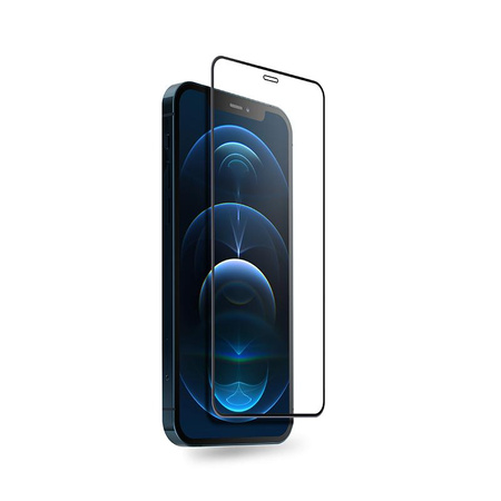 Crong 3D Armour Glass antibactérien - Verre trempé 9H pour iPhone 12 / iPhone 12 Pro plein écran + cadre d'installation