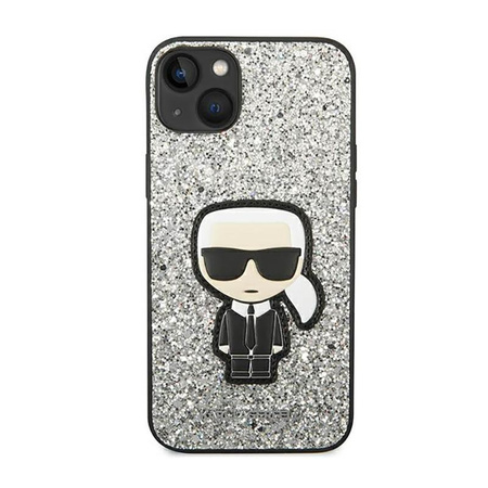 Karl Lagerfeld Glitter Flakes Ikonik - Hülle für iPhone 14 (Silber)