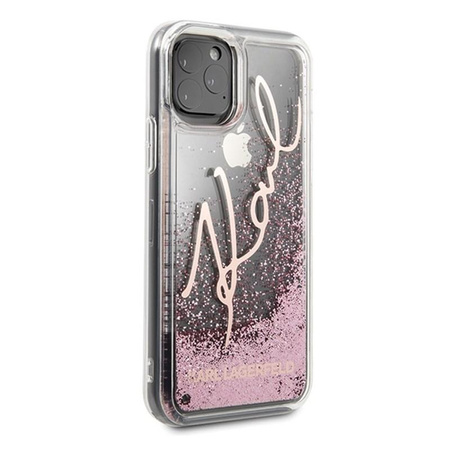 Karl Lagerfeld Signature Glitter Case - iPhone 11 Pro Tasche (Rose Gold)
