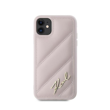 Karl Lagerfeld Diagonal Gesteppte Schrift - iPhone 11 Tasche (rosa)