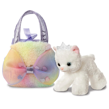 Fancy Pals – Big Bow Princess Cat Plush Toy with Silver Crown in a Colorful Bag 20 cm Eco-Friendly
