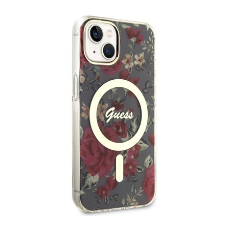 Guess Flower MagSafe - Schutzhülle für iPhone 14 Plus (Grün)