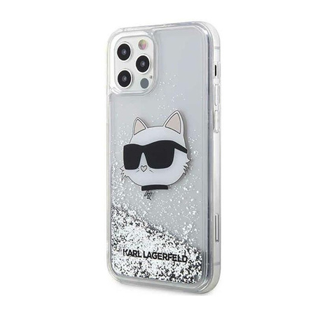 Karl Lagerfeld Liquid Glitter NFT Choupette Head - Hülle für iPhone 12 / iPhone 12 Pro (Silber)