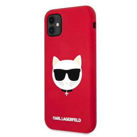 Karl Lagerfeld Choupette Head Silicone - pouzdro na iPhone 11 (červené)