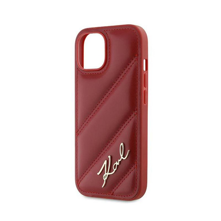 Karl Lagerfeld Diagonal Quilted Script - Case for iPhone 15 / 14 / 13 (Red)