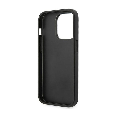 Guess Saffiano Metal Logo Stripes - Etui iPhone 14 Pro Max (czarny)