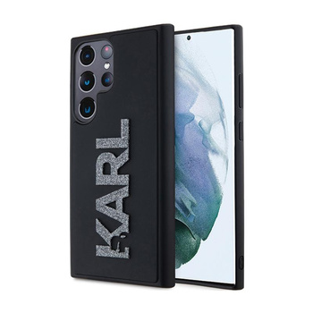 Karl Lagerfeld 3D Rubber Glitter Logo - Étui Samsung Galaxy S23 Ultra (noir)