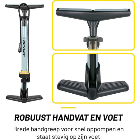 PODŁOGOWA POMPKA Z MANOMETREM ROWEROWA RĘCZNA DO PIŁEK MATERACA BLUE DUNLOP