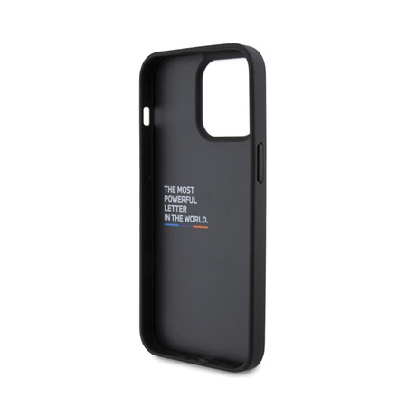 BMW Leather Hot Stamp Tricolor - iPhone 15 Pro Max tok (fekete)
