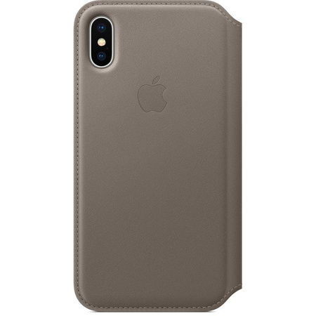 Apple Leder Folio - Lederhülle für das iPhone X mit Kartenfächern (Hellbeige)