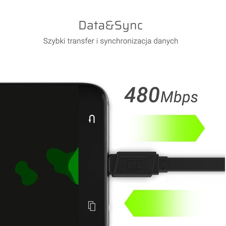 Green Cell GCmatte - 25 cm-es USB-C kábel gyors töltéstámogatással