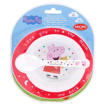 Peppa Pig - Zestaw naczyń do mikrofali (miska + łyżeczka) Świnka Peppa