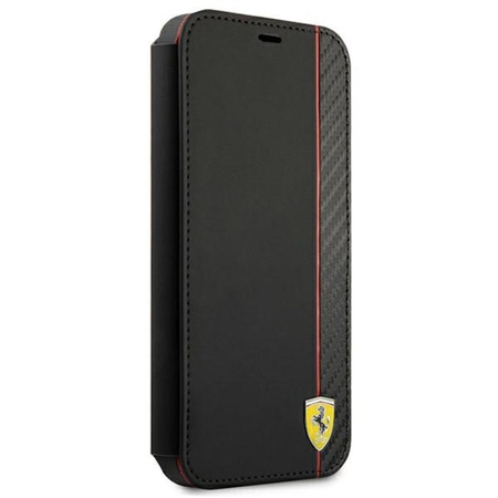 Ferrari Booktype On Track Carbon Stripe - Hülle für iPhone 13 mini (schwarz)