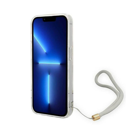 Guess Flower Cord - Etui ze smyczką iPhone 14 Pro Max (fioletowy)