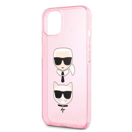 Karl Lagerfeld Glitter Karl & Choupette Head - iPhone 13 mini tok (rózsaszín)
