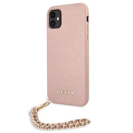 Guess Saffiano lánc - iPhone 11 tok (rózsaszín)